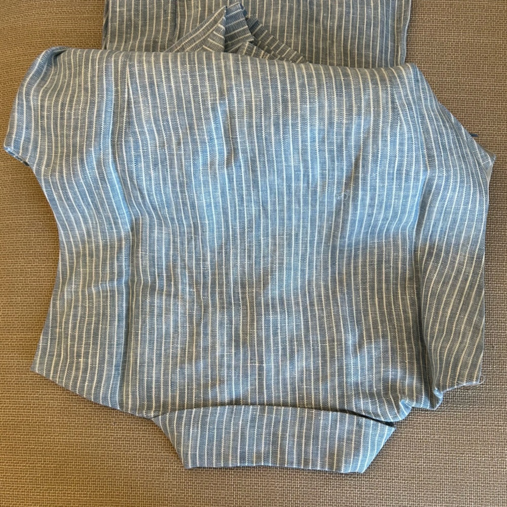 NEW Reformation Prim Linen Midi Dress - Blue White Stripes Casual - Picture 7 of 9